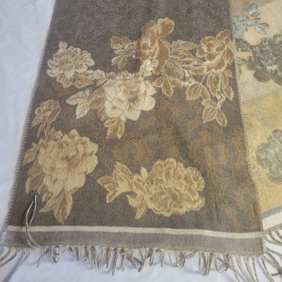 Preston & York Flower Pattern Soft Brown Scarf - Picture 4 of 5